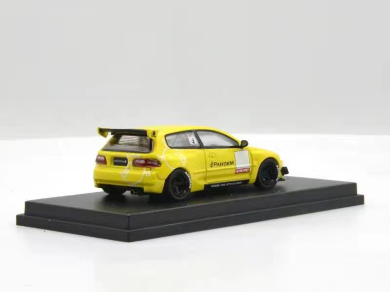 One Model 1:64 Honda Civic EG6 Rocket Bunny Pandem Yellow