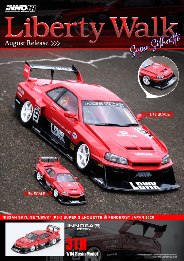 INNO64 1:18 Nissan Skyline (ER34) Super Silhouette "LBWK" @ Fenderist Japan 2020 Edition