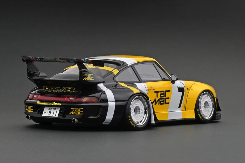 Ignition Model x Tarmac Works 1:18 Porsche RWB 993 Tarmac Livery in Black / Yellow