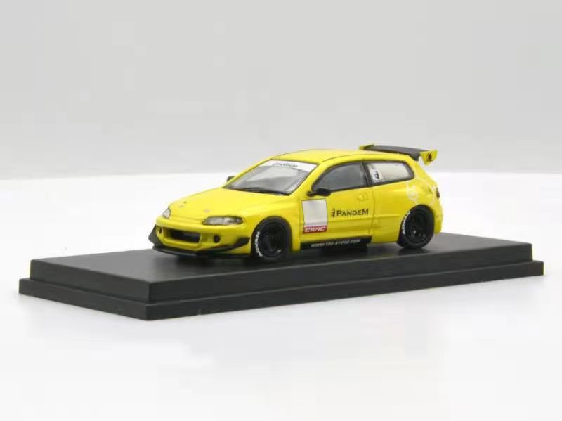 One Model 1:64 Honda Civic EG6 Rocket Bunny Pandem Yellow