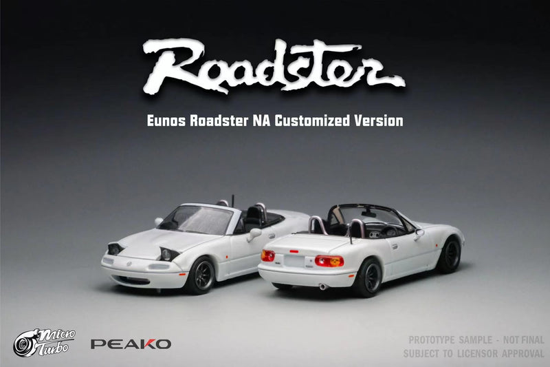 Peako Models / Micro Turbo 1:64 Mazda EUNOS Roadster NA Customized Version in White with Pop Up Headlights