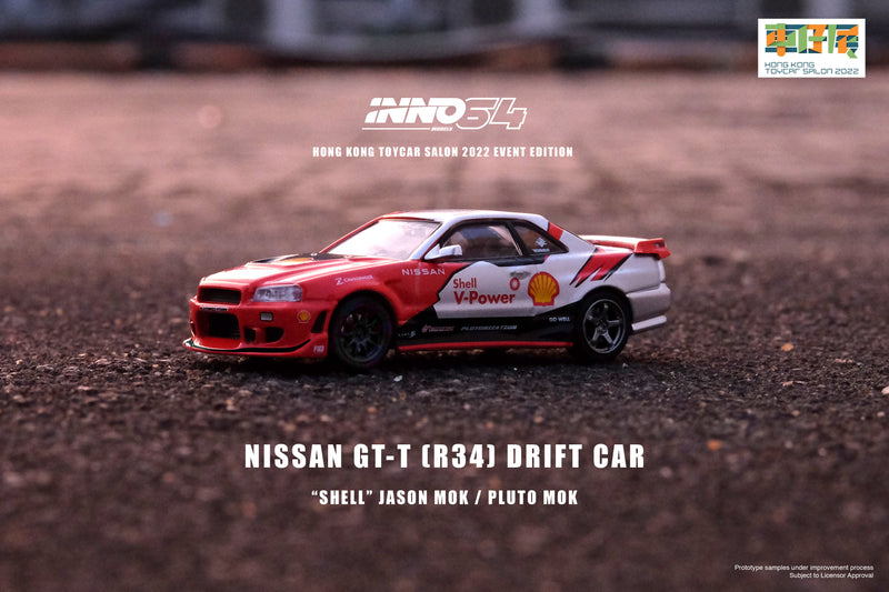 INNO64 1:64 Nissan Skyline GTT (R34) Drift Car "SHELL" Jason Mok / Pluto Mok HK ToyCar Salon 2022 Event Edition