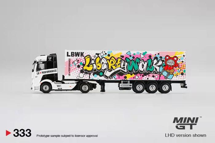 MINIGT 1:64 Mercedes-Benz Actros w/40 Ft Container "LBWK Kuma Graffiti" with Trailer