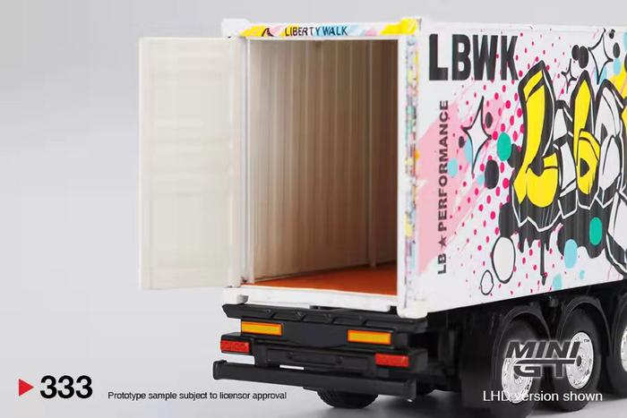 MINIGT 1:64 Mercedes-Benz Actros w/40 Ft Container "LBWK Kuma Graffiti" with Trailer