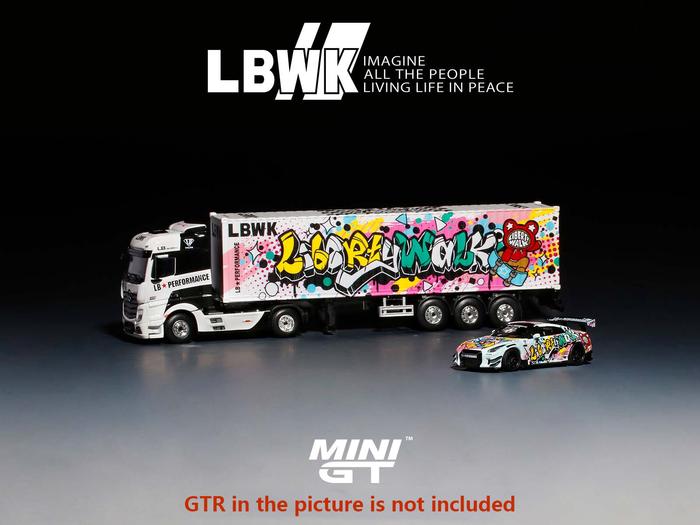 MINIGT 1:64 Mercedes-Benz Actros w/40 Ft Container "LBWK Kuma Graffiti" with Trailer