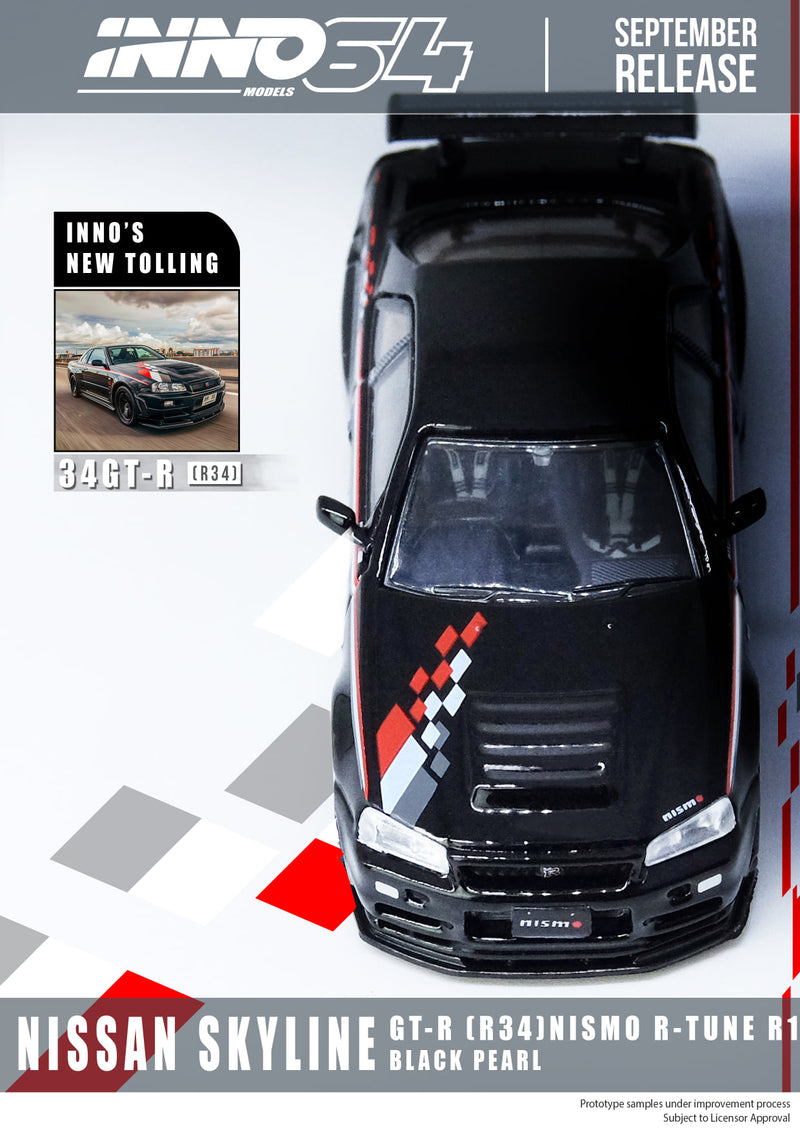 INNO Models 1:64 Nissan Skyline GT-R R34 400R Nismo R Tune Spec in Black