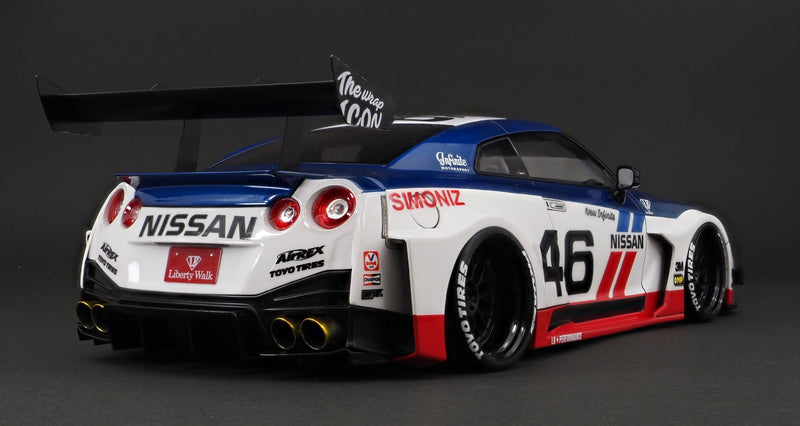 Ignition Model 1:18 Nissan GT-R GT 35GT-RR LB Works Silhouette in Red, White and Blue