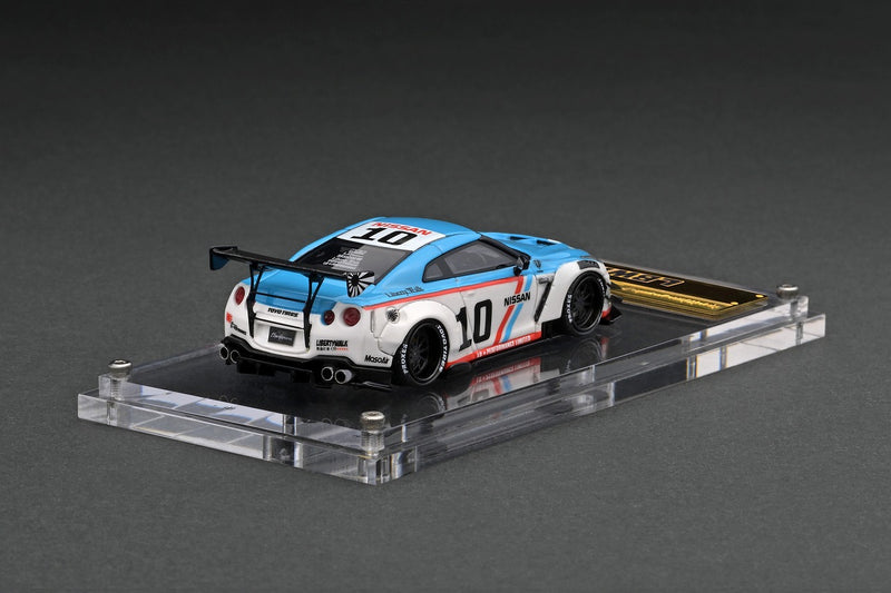 Ignition Model 1:64 Nissan Skyline GT-R R35 Liberty Walk Type 2 White & Blue