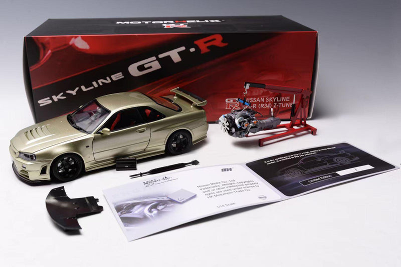 MotorHelix 1:18 Nissan Skyline GT-R (R34) Z-Tune in Bayside Blue