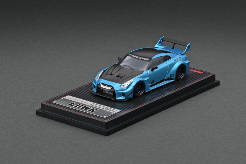 Ignition Model 1:64 Nissan Skyline 35GT-RR LB-Silhouette WORKS GT in Light Blue Metallic