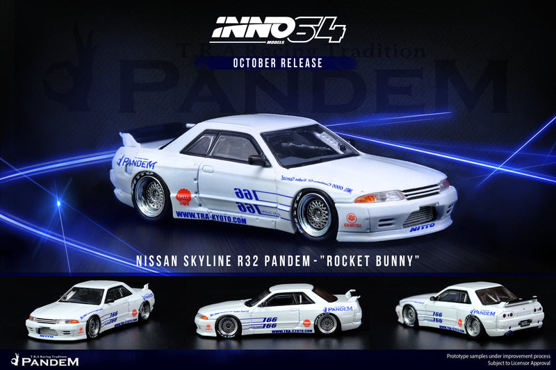 INNO Models 1:64 Nissan Skyline GT-R R32 Pandem Rocket Bunny in White