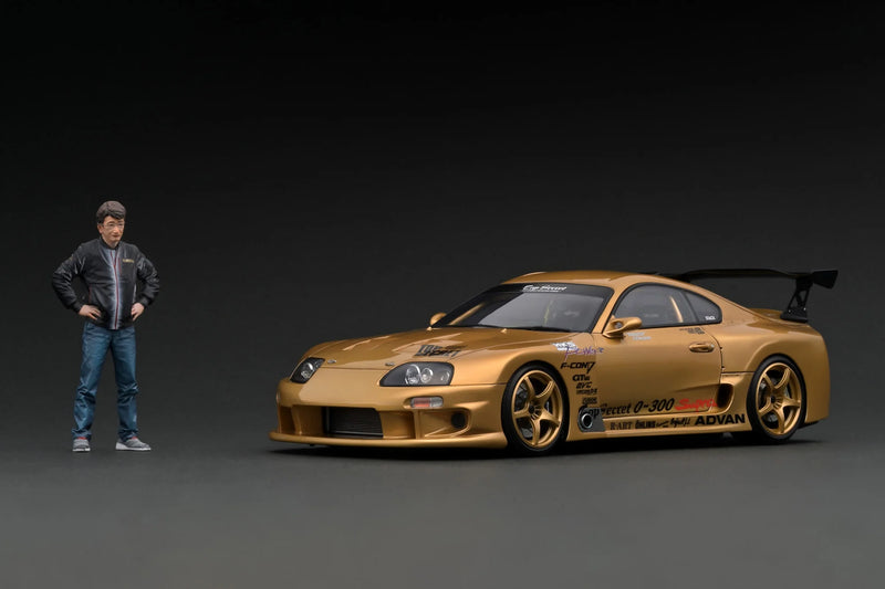 Ignition Model 1:18 Toyota Supra (JZA80) TOP SECRET "GT-300" in Gold with Smokey Nagata Figure