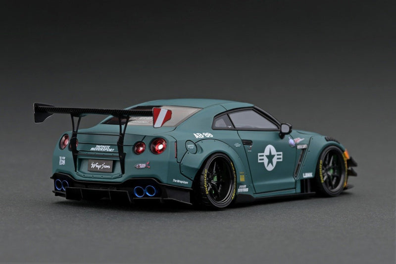 Ignition Model 1:43 Nissan GT-R (R35) LB-WORKS Type 2 in Matte Green with Engine Display