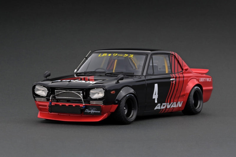 Ignition Model 1:18 Nissan Hakosuka 2 Door LBWK in Black / Red