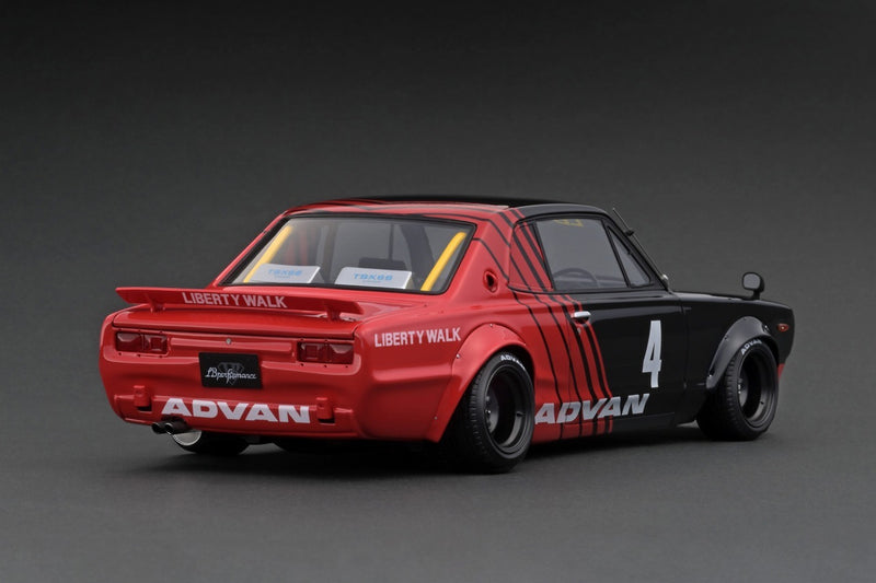 Ignition Model 1:18 Nissan Hakosuka 2 Door LBWK in Black / Red