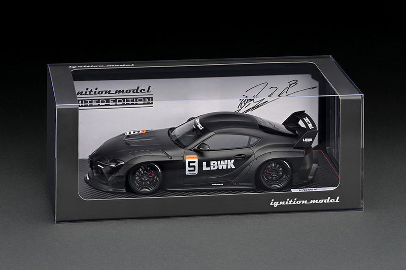 Ignition Model 1:18 Toyota Supra (A90) LB-WORKS in Matte Black with Mr. Wataru Kato Figure