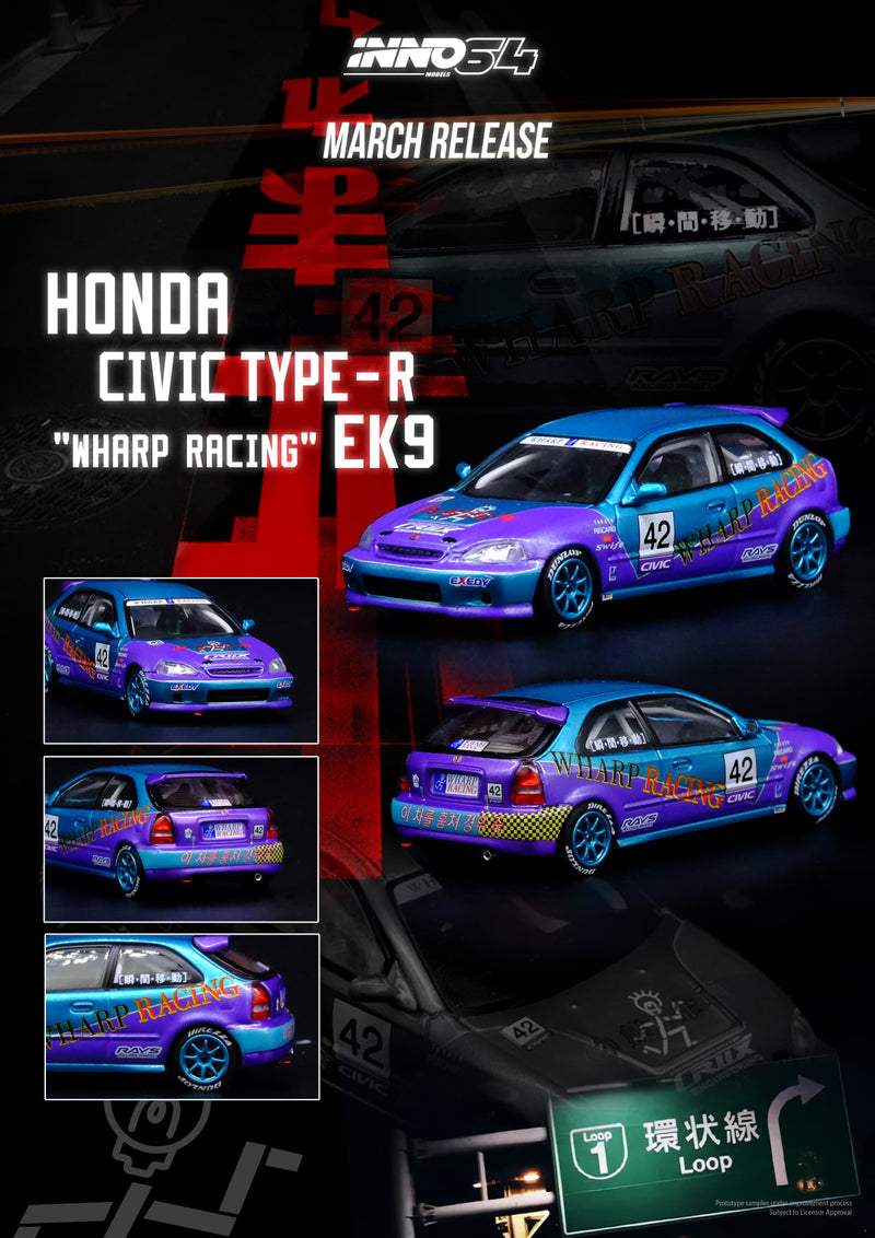 INNO Models 1:64 Honda Civic EK9 Type-R JDM Series "Wharp Racing"