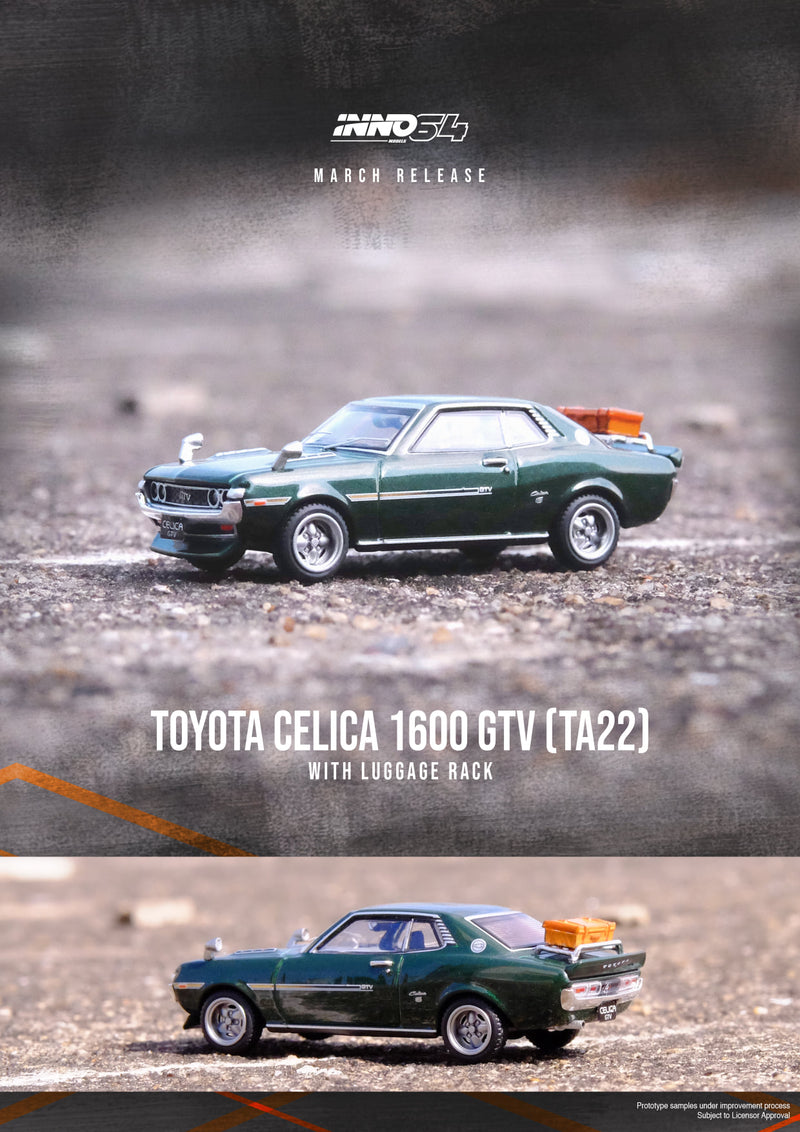 INNO Models 1:64 Toyota Celica (TA22) 1600 GTV Green with Luggage Box