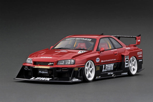 Ignition Model 1:18 Nissan Skyline (ER34) LBWK Super Silhouette Skyline Red / Black