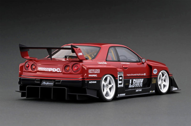 Ignition Model 1:18 Nissan Skyline (ER34) LBWK Super Silhouette Skyline Red / Black