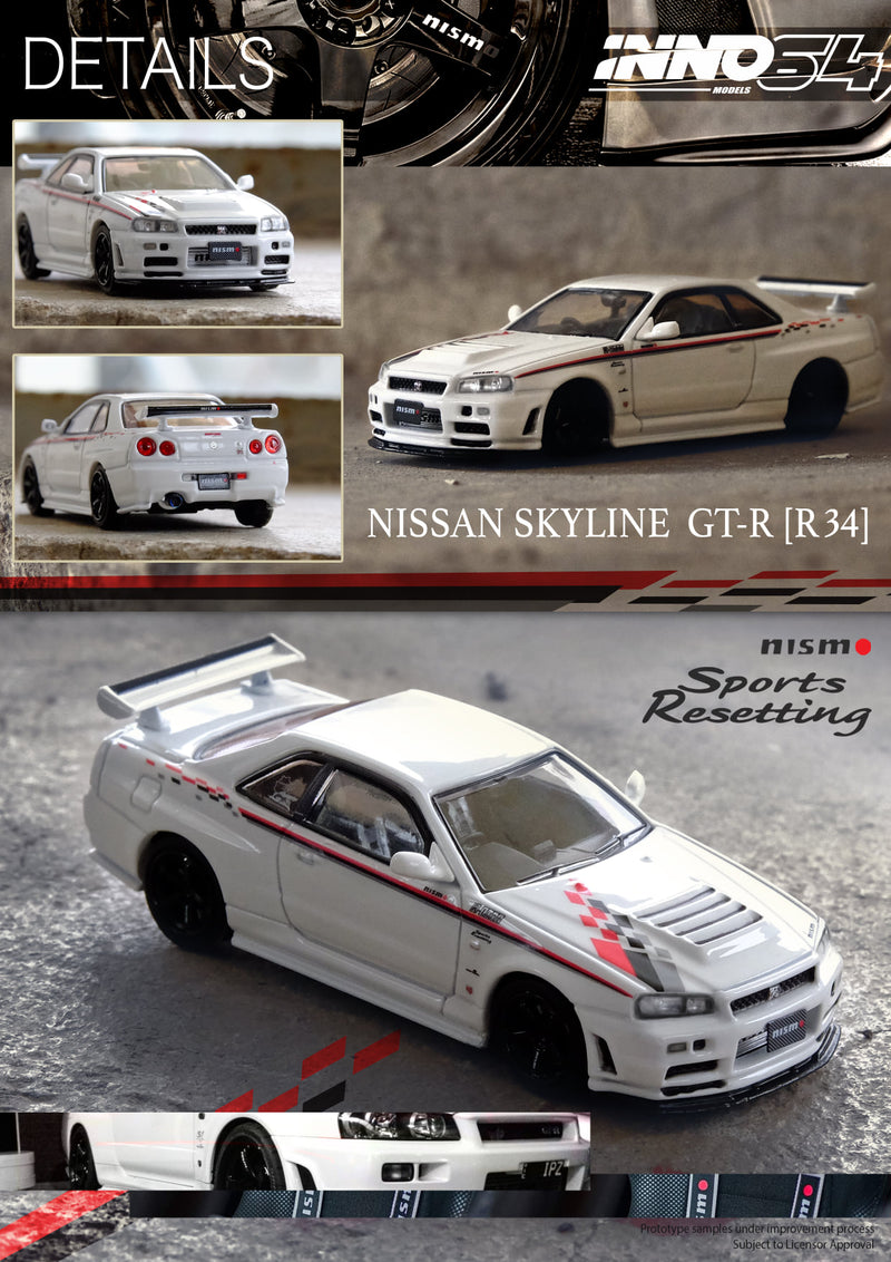 INNO64 1:64 Nissan Skyline GT-R R34 R-Tune NISMO in White