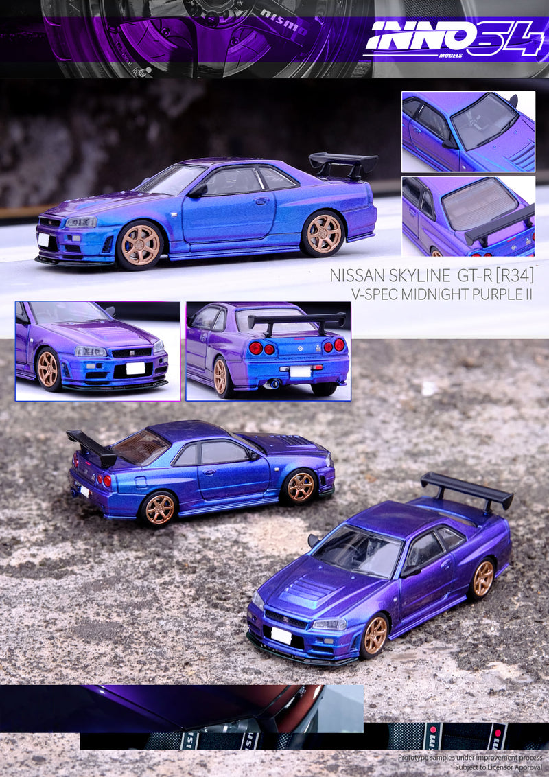 INNO64 1:64 Nissan Skyline GT-R (R34) in Midnight Purple II