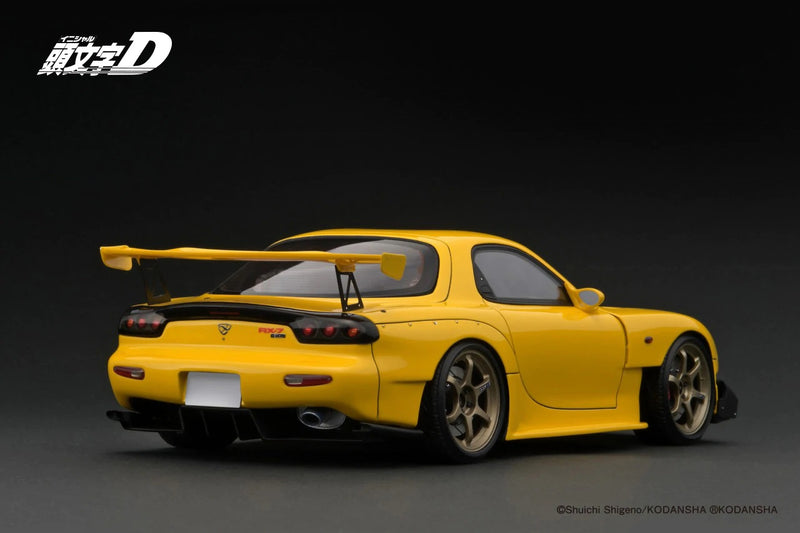 Ignition Model 1:18 INITIAL D Mazda RX-7 (FD3S) in Yellow