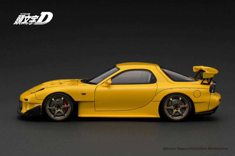 Ignition Model 1:18 INITIAL D Mazda RX-7 (FD3S) in Yellow