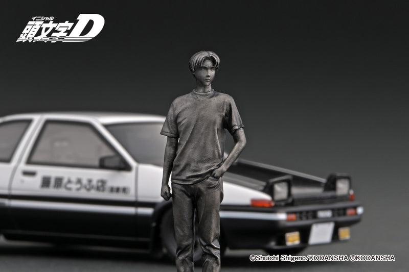 Ignition Model 1:43 Toyota Sprinter Trueno 3Dr GT Apex (AE86) Initial D in White / Black with Takumi Fujiwara Figure