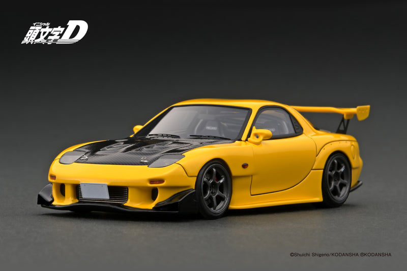 Ignition Model 1:43 Mazda RX-7 (FD3S) Initial D in Yellow with Mr. Keisuke Takahashi Figure