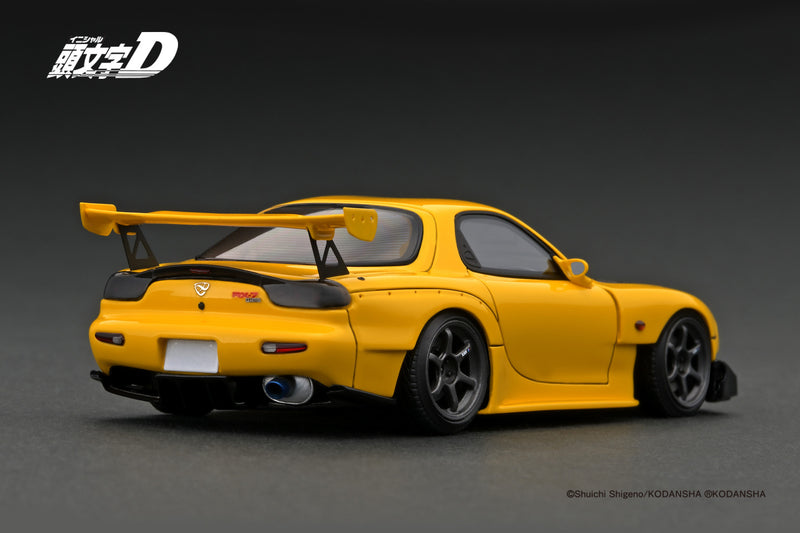 Ignition Model 1:43 Mazda RX-7 (FD3S) Initial D in Yellow with Mr. Keisuke Takahashi Figure