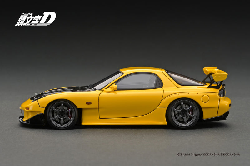 Ignition Model 1:43 Mazda RX-7 (FD3S) Initial D in Yellow with Mr. Keisuke Takahashi Figure