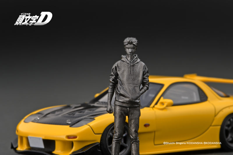 Ignition Model 1:43 Mazda RX-7 (FD3S) Initial D in Yellow with Mr. Keisuke Takahashi Figure