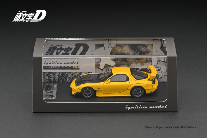 Ignition Model 1:43 Mazda RX-7 (FD3S) Initial D in Yellow with Mr. Keisuke Takahashi Figure