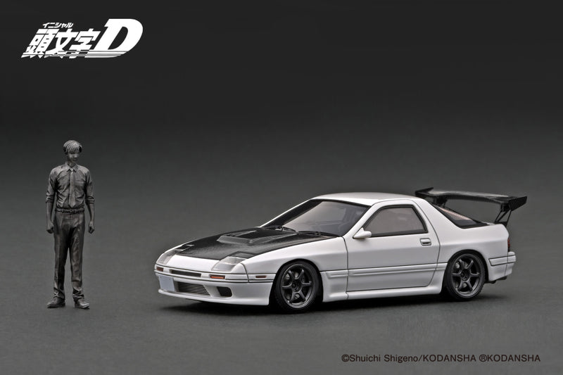 Ignition Model 1:43 Mazda Savanna RX-7 Infini (FC3S) Initial D in White with Ryosuke Takahashi Figure