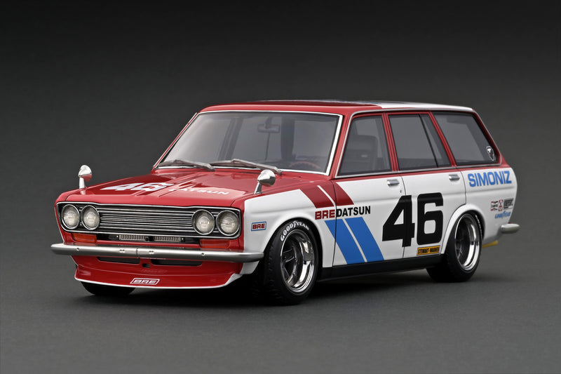 Tarmac Works x Ignition Model 1:18 Nissan Datsun Bluebird (510) Wagon in Red / White