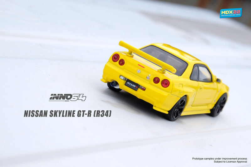 INNO64 1:64 Nissan Skyline GTR (R34) Malaysia Diecast Expo 2022 Event Edition in Yellow