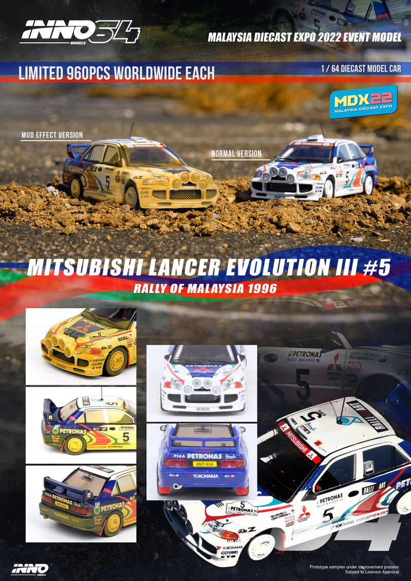 INNO64 1:64 Mitsubishi EVO III Rally Edition Malaysia Diecast Expo 2022 Event Edition