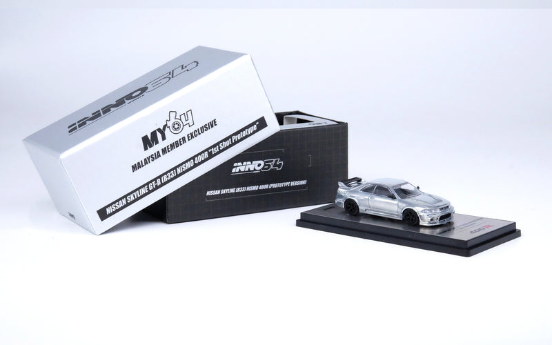 INNO64 1:64 Nissan Skyline GTR (R33) 400R Malaysia Diecast Expo 2022 Event Edition in Raw Metal