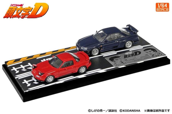 Initial D 1:64 Set Vol.11 4th Stage Suetsugu Tooru Roadster (NA6CE) Red & Atsuro Kawai Skyline (ER34)