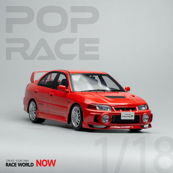 Pop Race 1/18 Mitsubishi Lancer EVO IV in Red