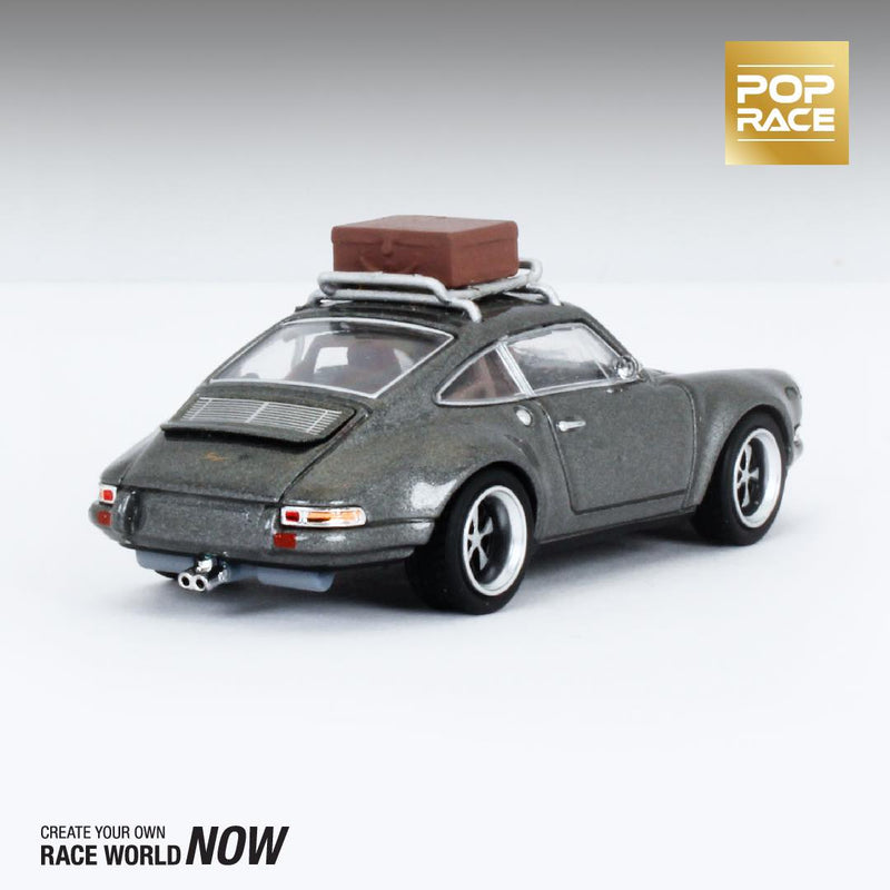 Pop Race 1/64 Porsche 964 Singer Targa in Gray with Luggage