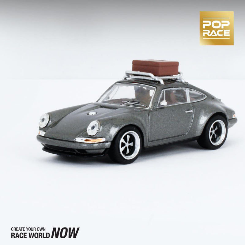 Pop Race 1/64 Porsche 964 Singer Targa in Gray with Luggage