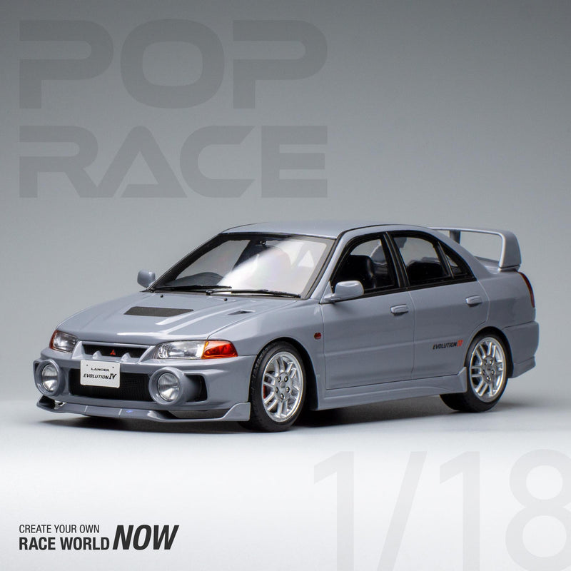 Pop Race 1/18 Mitsubishi Lancer EVO IV in Silver