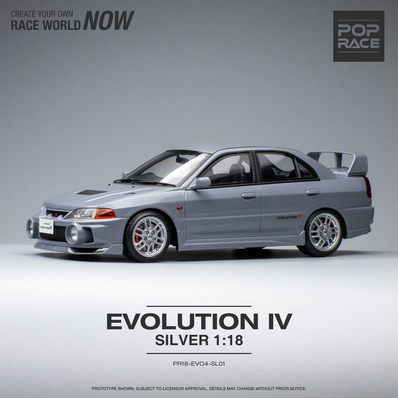 Pop Race 1/18 Mitsubishi Lancer EVO IV in Silver