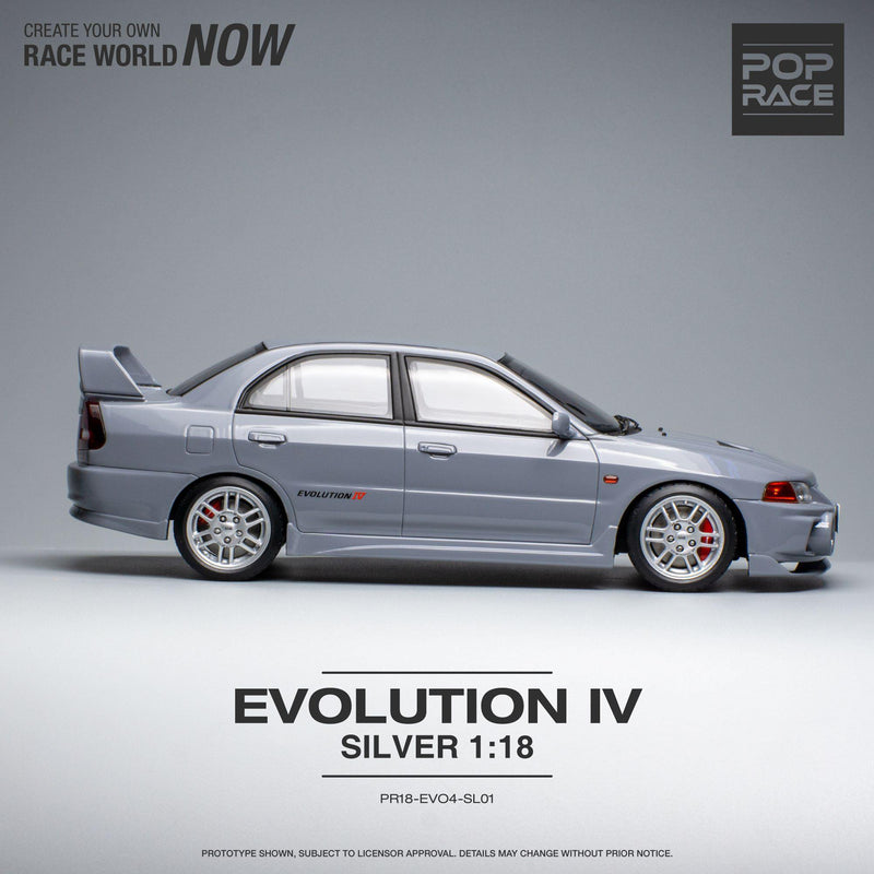 Pop Race 1/18 Mitsubishi Lancer EVO IV in Silver