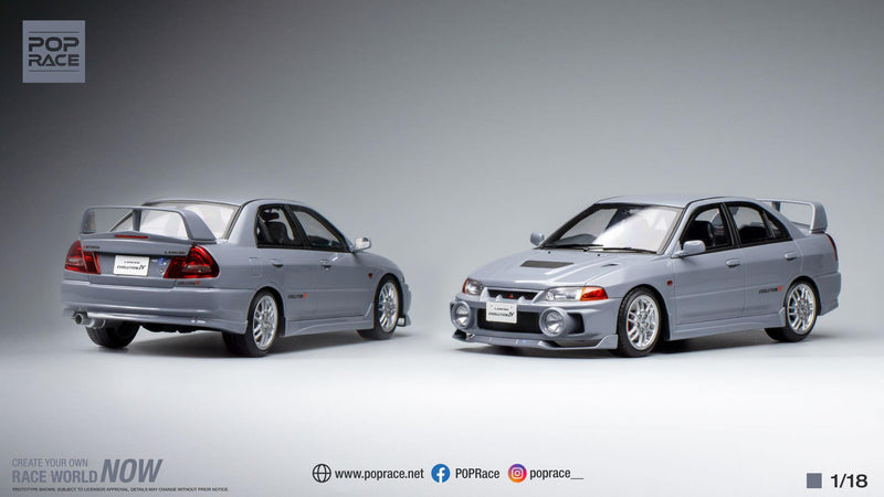 Pop Race 1/18 Mitsubishi Lancer EVO IV in Silver