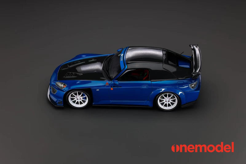 One Model 1:18 Honda AP1 S2000 Spoon Sports Street Version in Blue with Carbon Bonnet