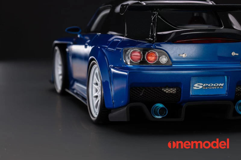 One Model 1:18 Honda AP1 S2000 Spoon Sports Street Version in Blue with Carbon Bonnet