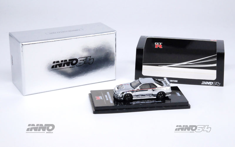 INNO64 1:64 Nissan Skyline GT-R (R34) R-Tune Hobby Expo China 2023 in Silver Chrome